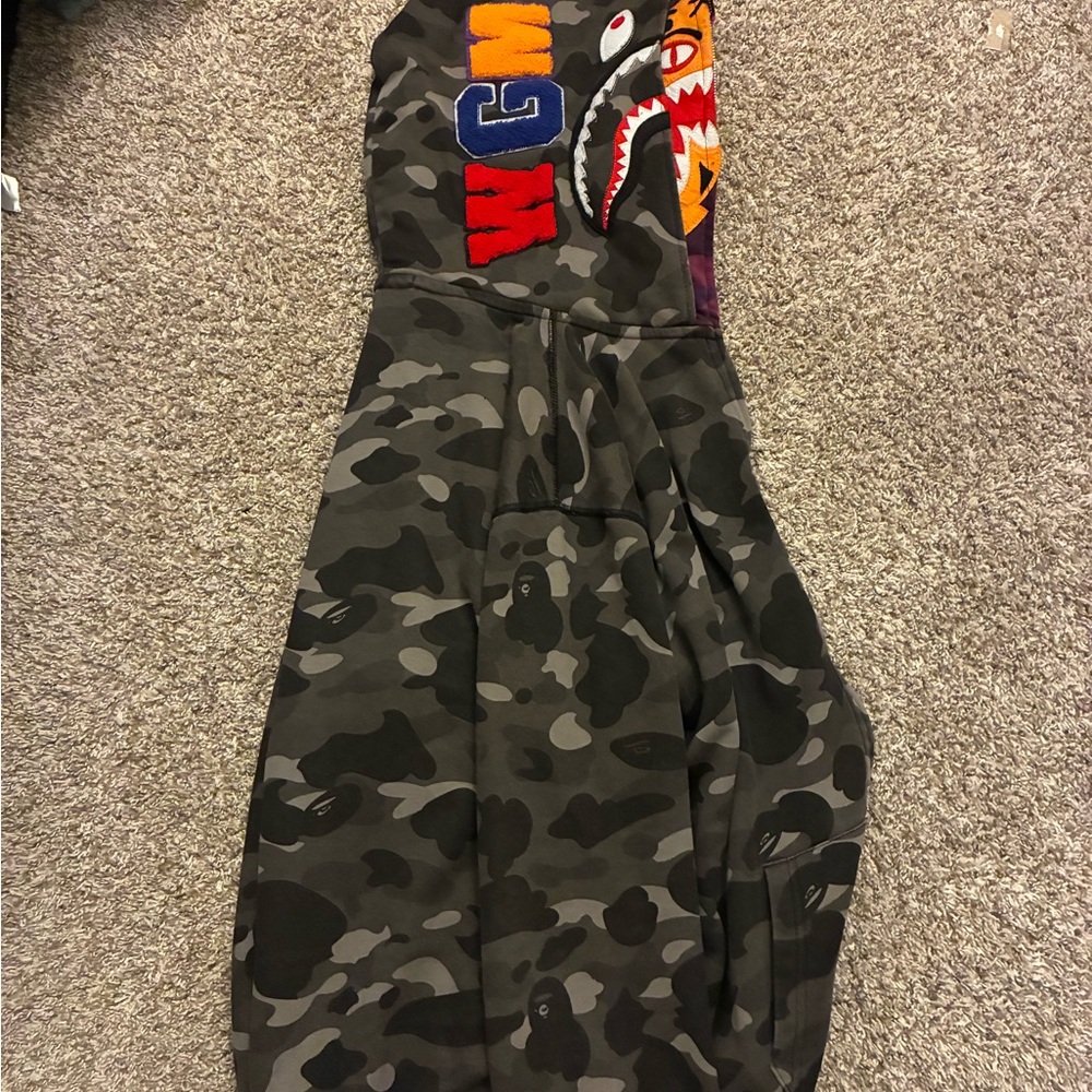 Bape Camouflage Zip Up Sweater - Black and Gray